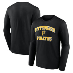 Pittsburgh Pirates Logo Athletic Heart & Soul Long Sleeve T-Shirt - Black - MLB Lifestyle