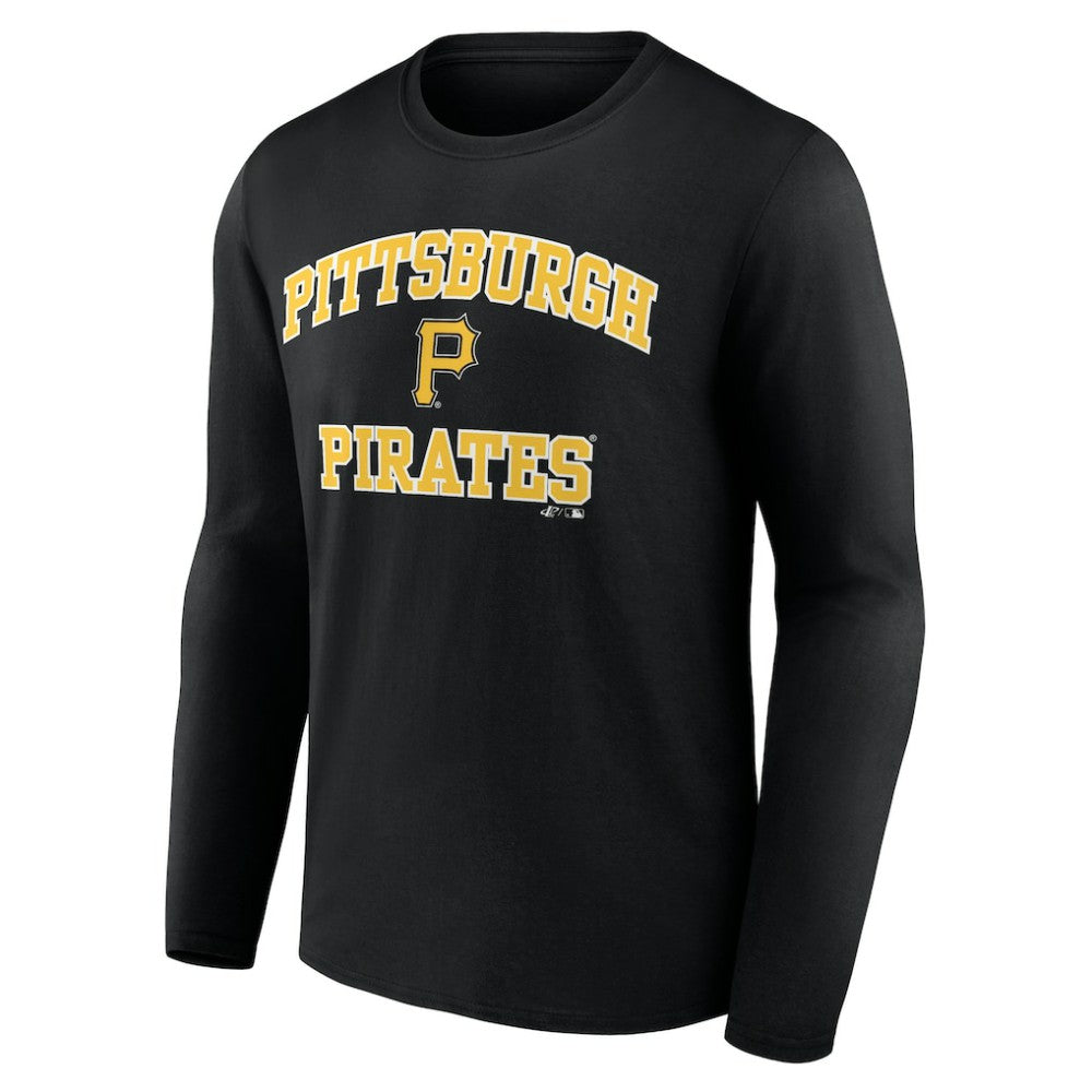 Pittsburgh Pirates Logo Athletic Heart & Soul Long Sleeve T-Shirt - Black - MLB Lifestyle