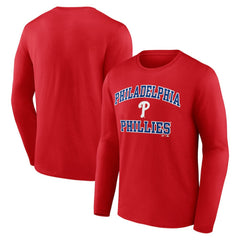Philadelphia Phillies Logo Athletic Heart & Soul Long Sleeve T-Shirt - Red - MLB Discount