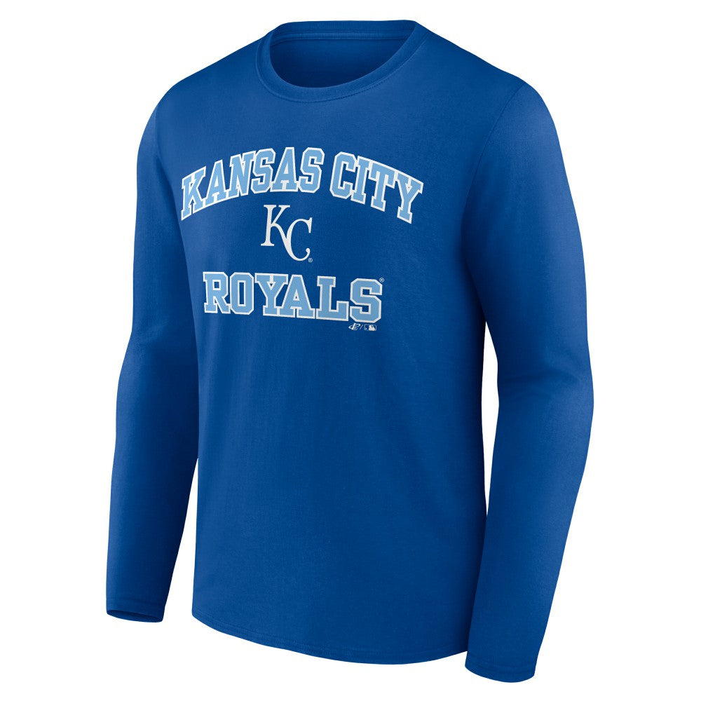 Kansas City Royals Logo Athletic Heart & Soul Long Sleeve T-Shirt - Royal - MLB Discount