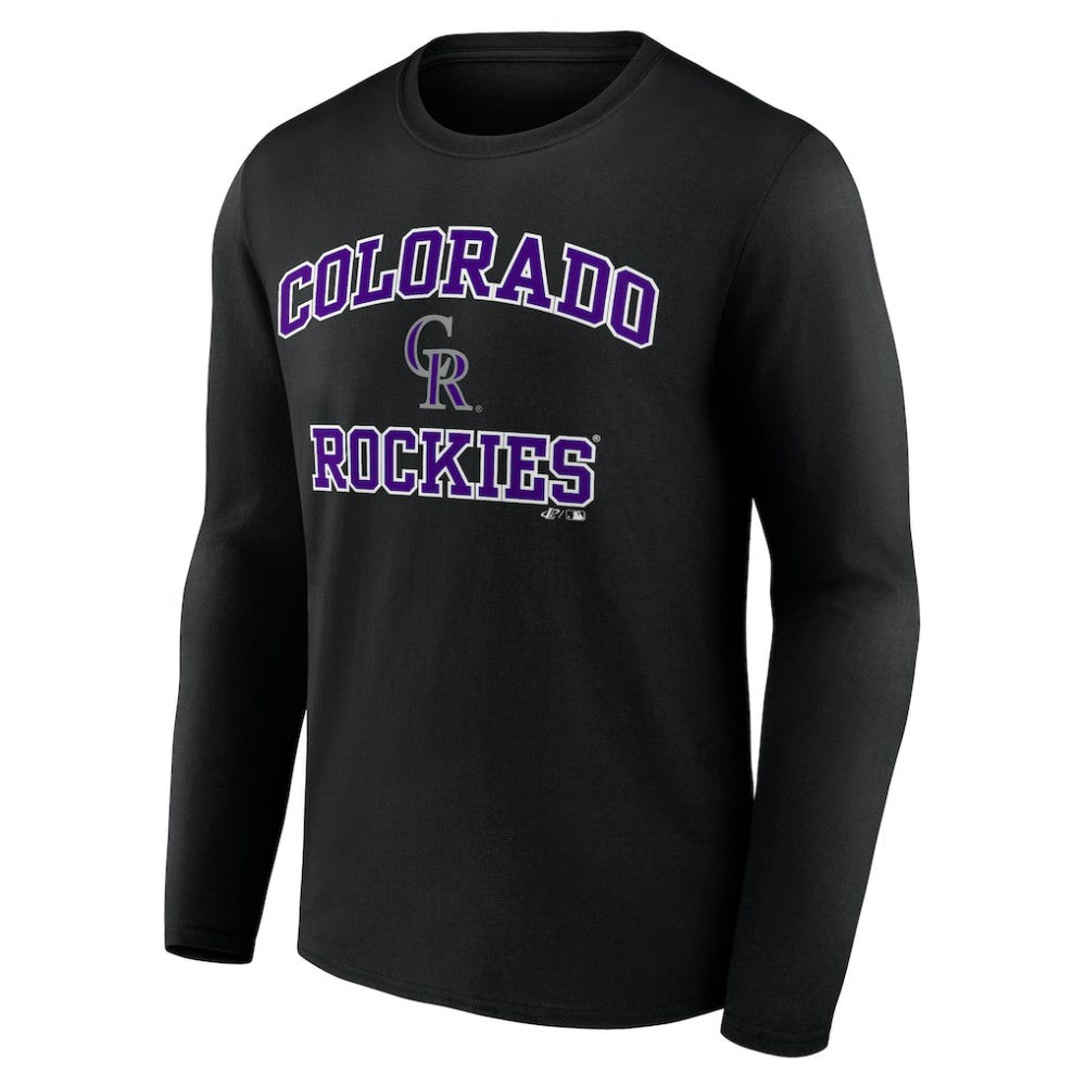 Colorado Rockies Logo Athletic Heart & Soul Long Sleeve T-Shirt - Black - MLB Discount