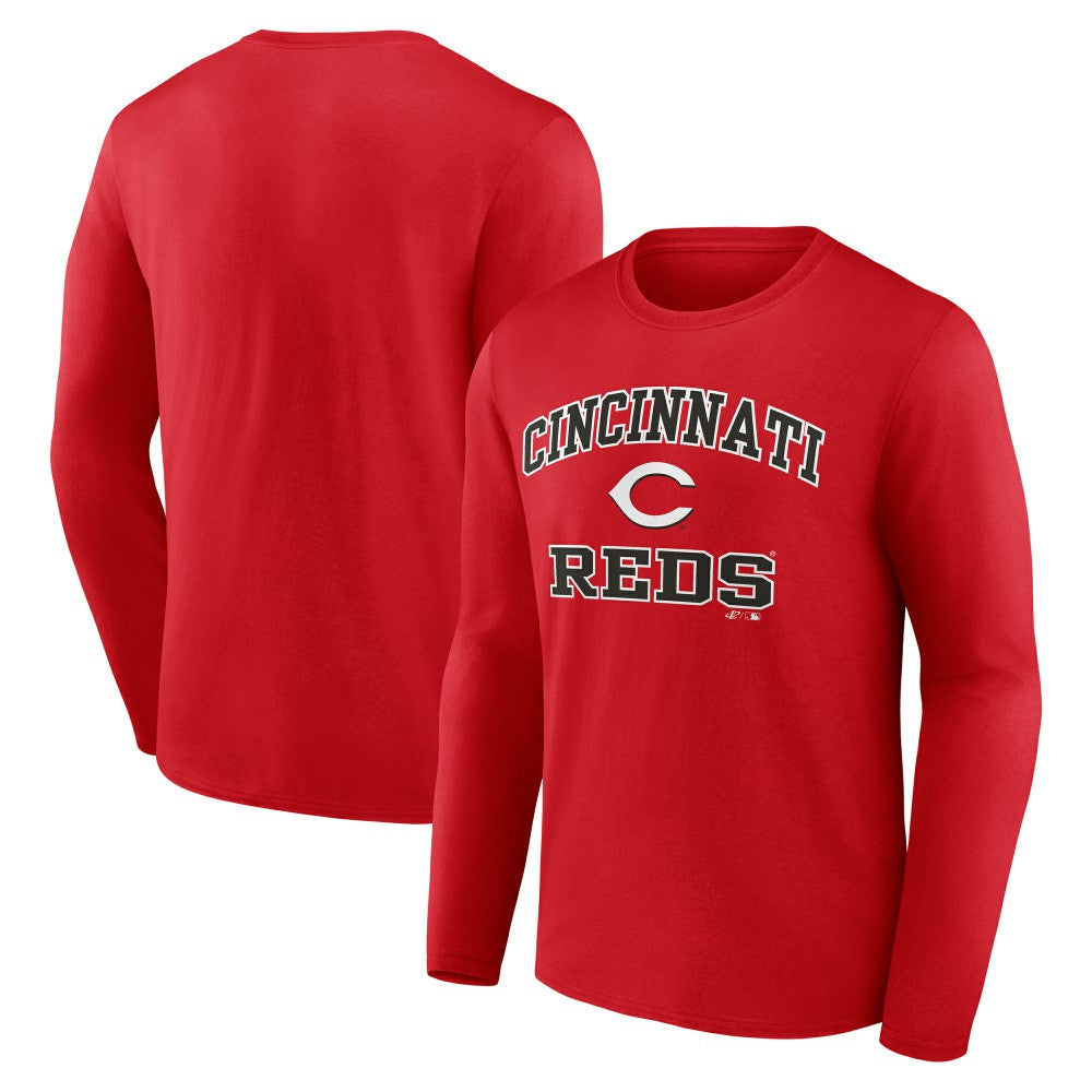 Cincinnati Reds Logo Athletic Heart & Soul Long Sleeve T-Shirt - Red - MLB Lifestyle