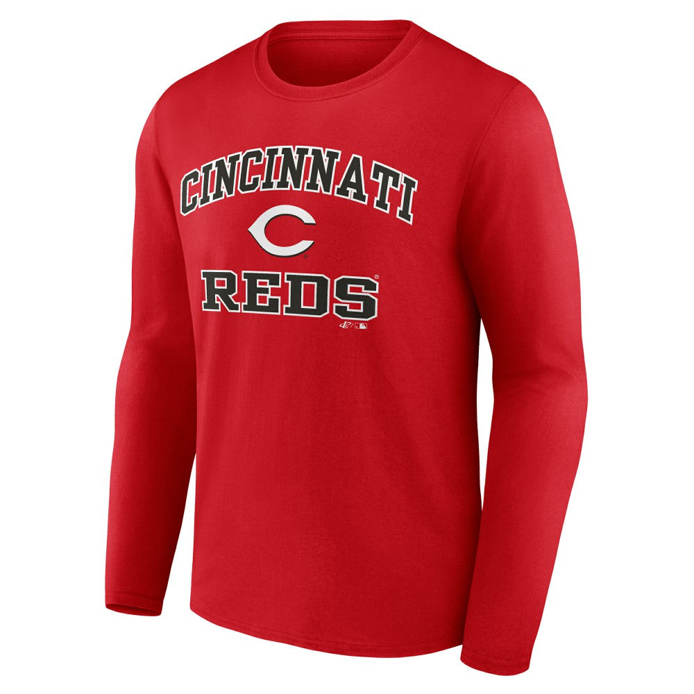 Cincinnati Reds Logo Athletic Heart & Soul Long Sleeve T-Shirt - Red - MLB Lifestyle