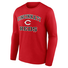 Cincinnati Reds Logo Athletic Heart & Soul Long Sleeve T-Shirt - Red - MLB Lifestyle