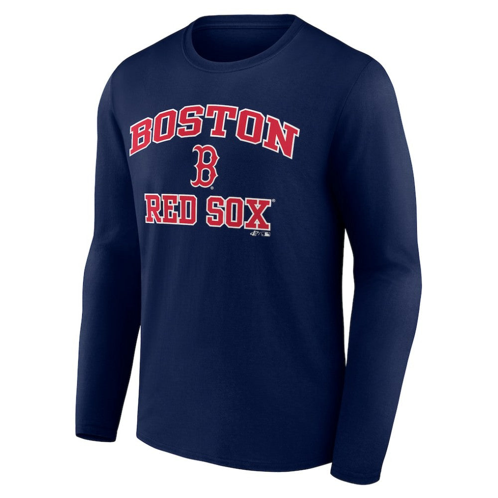 Boston Red Sox Logo Athletic Heart & Soul Long Sleeve T-Shirt - Navy - MLB Discount