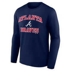 Atlanta Braves Logo Athletic Heart & Soul Long Sleeve T-Shirt - Navy - MLB Discount