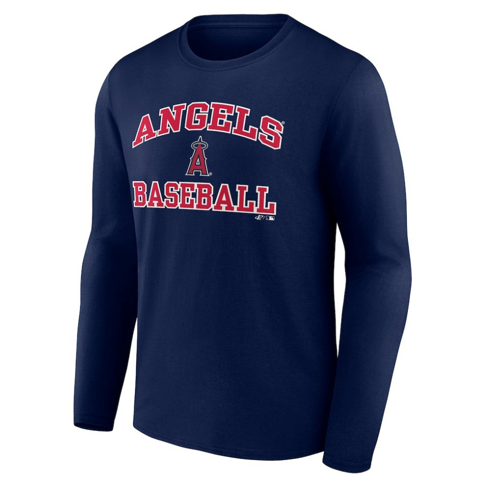 Los Angeles Angels Logo Athletic Heart & Soul Long Sleeve T-Shirt - Navy - MLB Discount