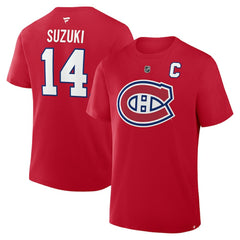 Nick Suzuki Montreal Canadiens Fanatics Authentic Stack Name & Number T-Shirt - Red - NHL 2001342075