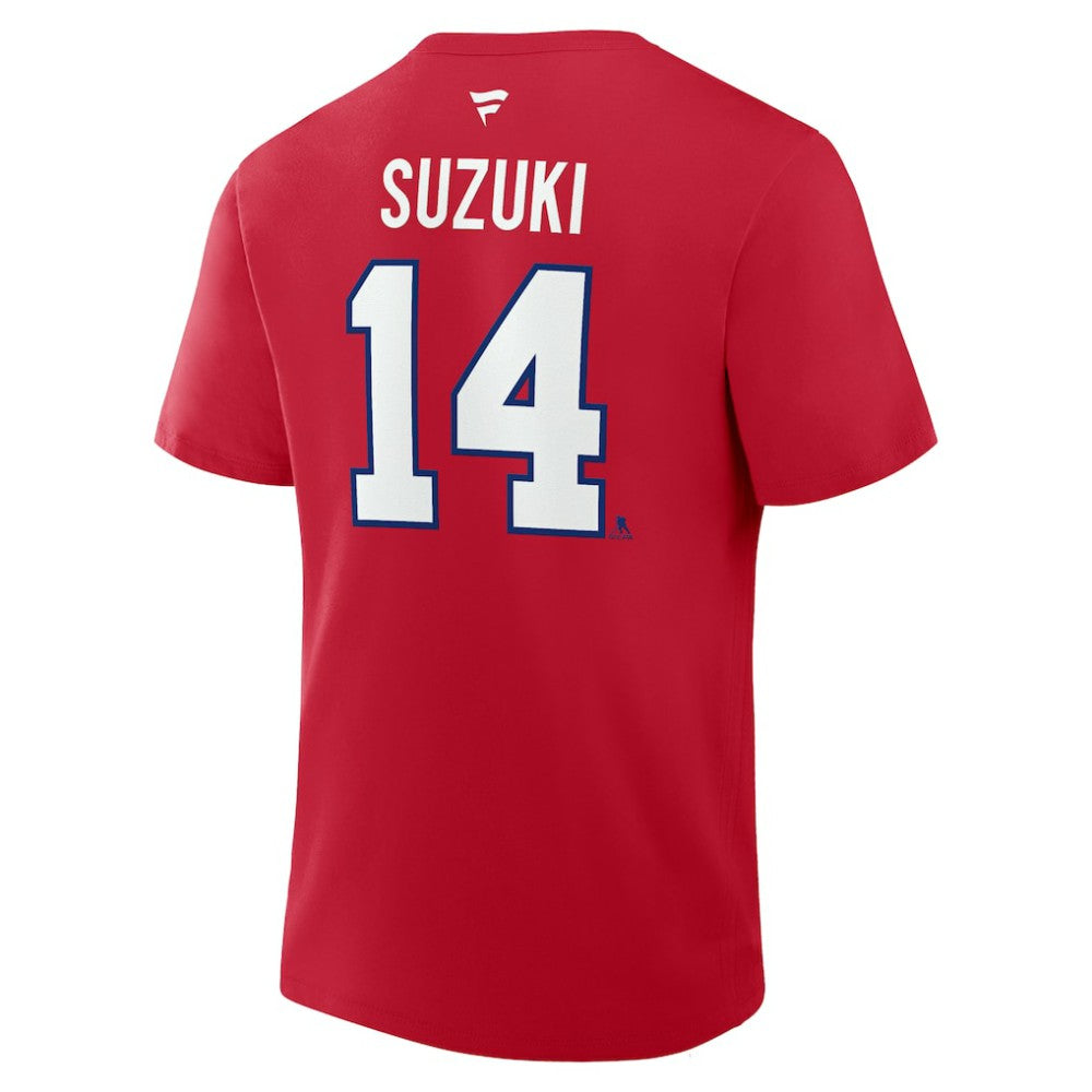 Nick Suzuki Montreal Canadiens Fanatics Authentic Stack Name & Number T-Shirt - Red - NHL 2001342075