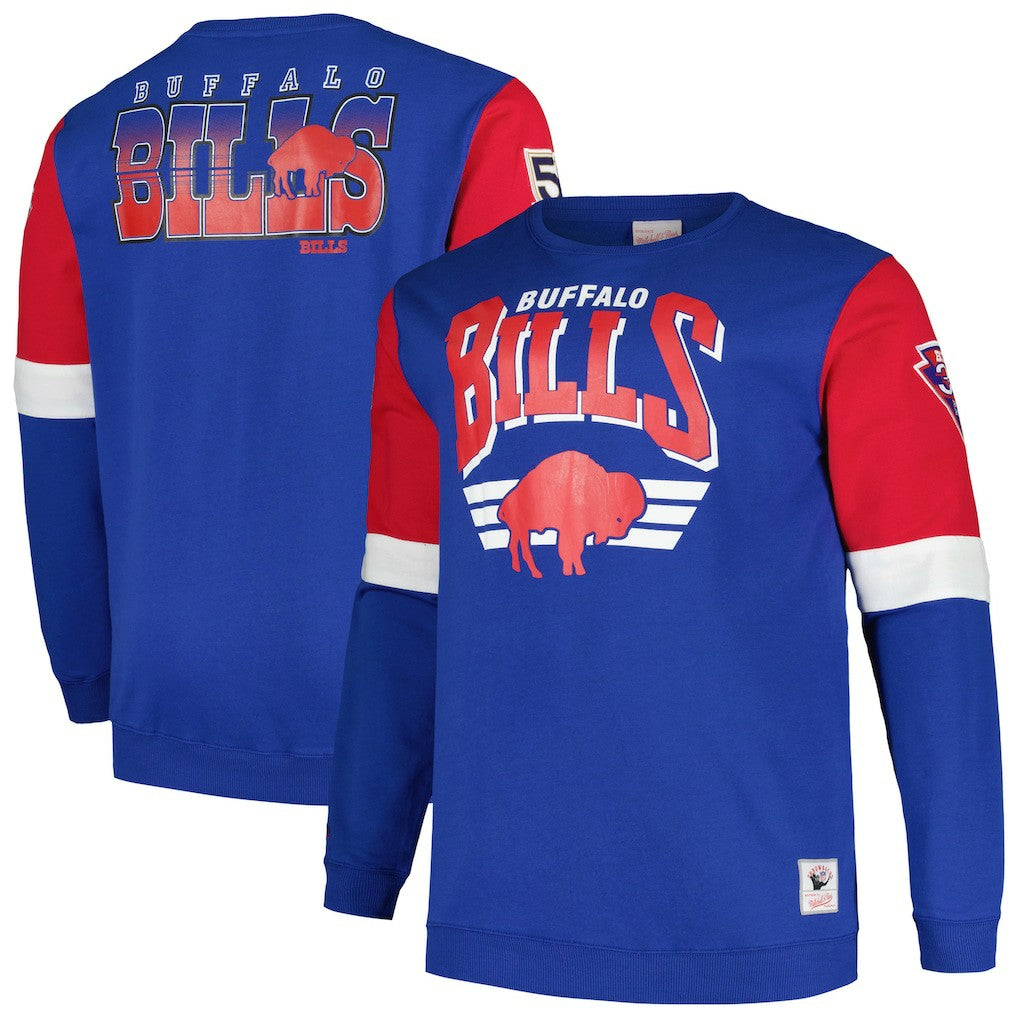 Mitchell & Ness Buffalo Bills Big & Tall Fleece Pullover Sweatshirt Royal