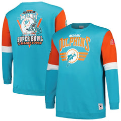 Mitchell & Ness Miami Dolphins Big & Tall Fleece Pullover Sweatshirt Aqua