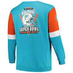 Mitchell & Ness Miami Dolphins Big & Tall Fleece Pullover Sweatshirt Aqua