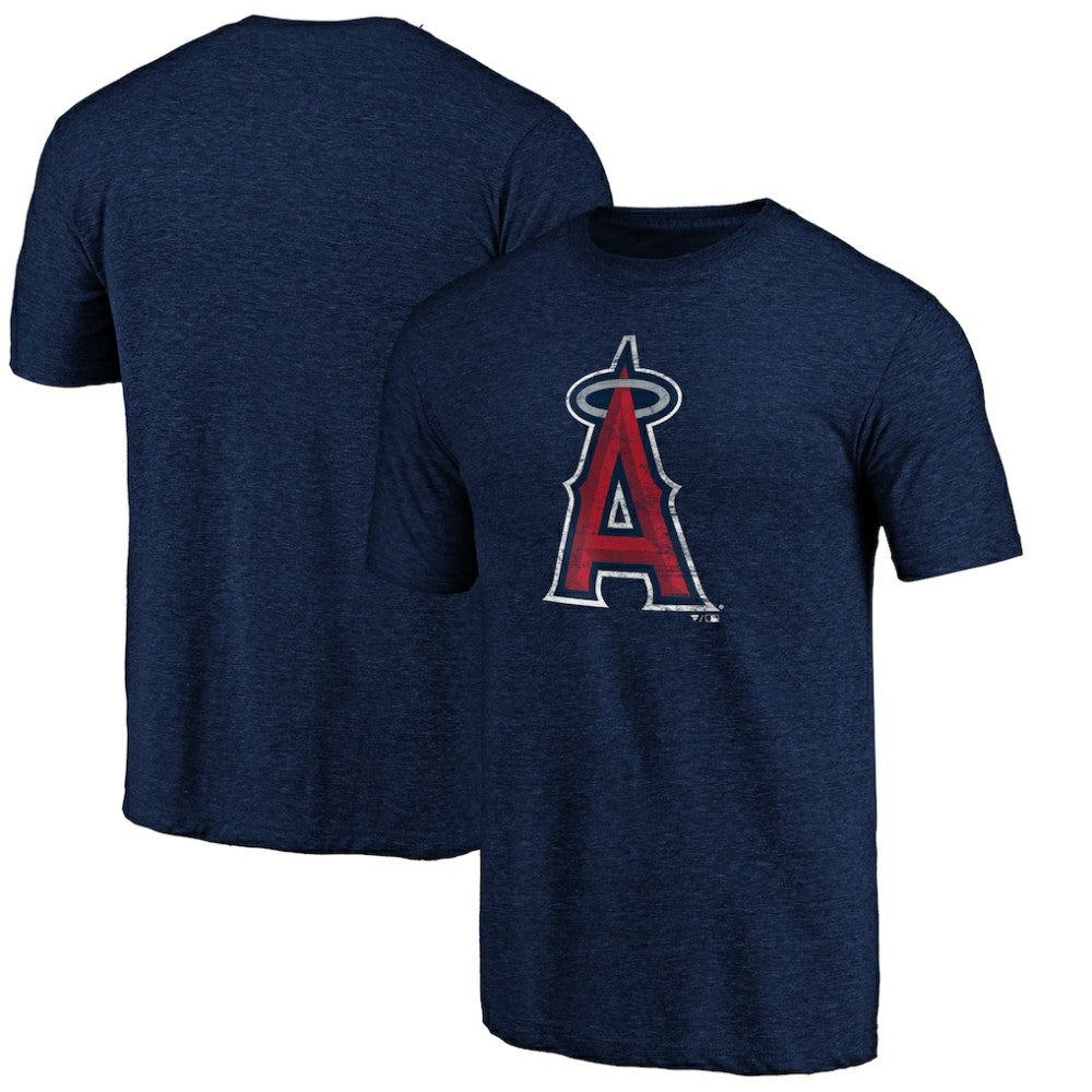 Los Angeles Angels Official Logo Tri-Blend T-Shirt - Heather Navy - MLB Online