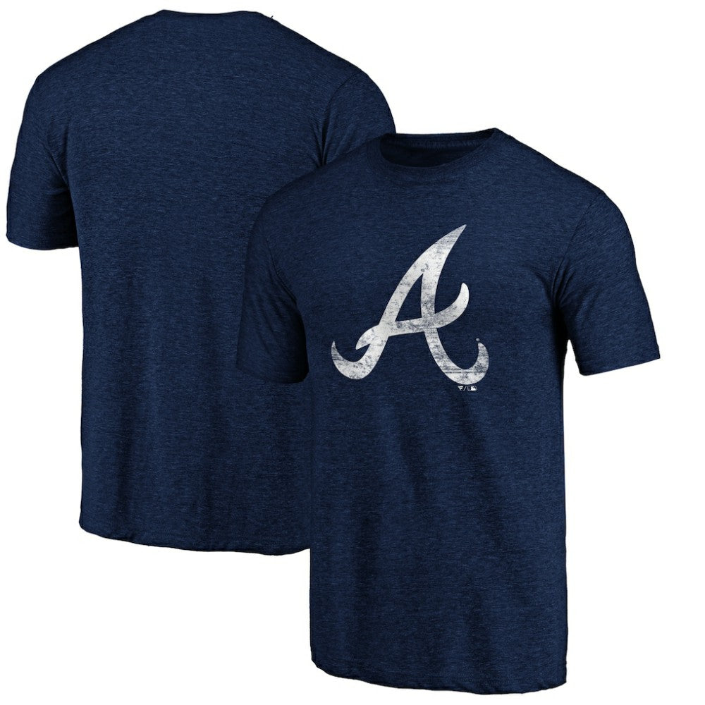 Atlanta Braves Official Logo Tri-Blend T-Shirt - Heather Navy - MLB on Sale