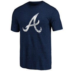 Atlanta Braves Official Logo Tri-Blend T-Shirt - Heather Navy - MLB on Sale
