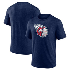 Cleveland Guardians Official Logo Tri-Blend T-Shirt - Heather Navy - MLB Discount