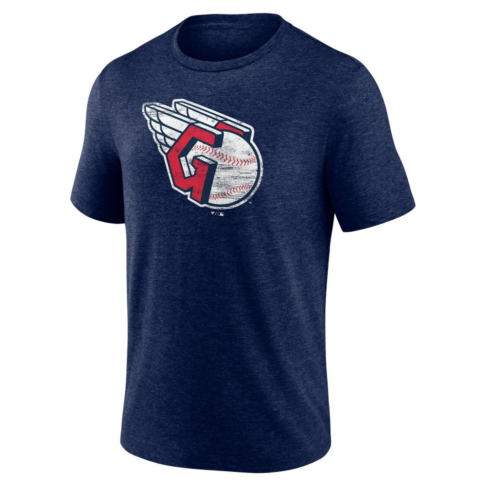 Cleveland Guardians Official Logo Tri-Blend T-Shirt - Heather Navy - MLB Discount