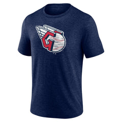 Cleveland Guardians Official Logo Tri-Blend T-Shirt - Heather Navy - MLB Discount