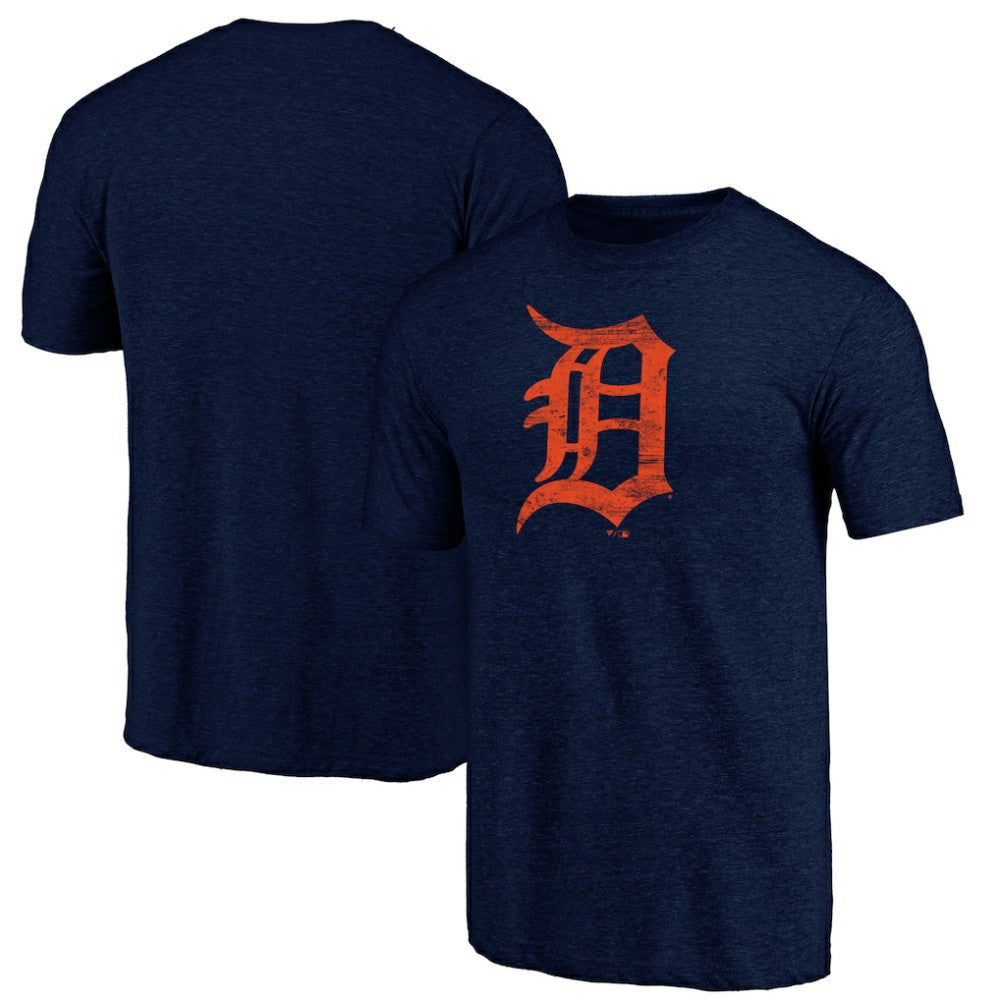 Detroit Tigers Official Logo Tri-Blend T-Shirt - Heather Navy - MLB Sale