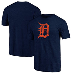 Detroit Tigers Official Logo Tri-Blend T-Shirt - Heather Navy - MLB Sale