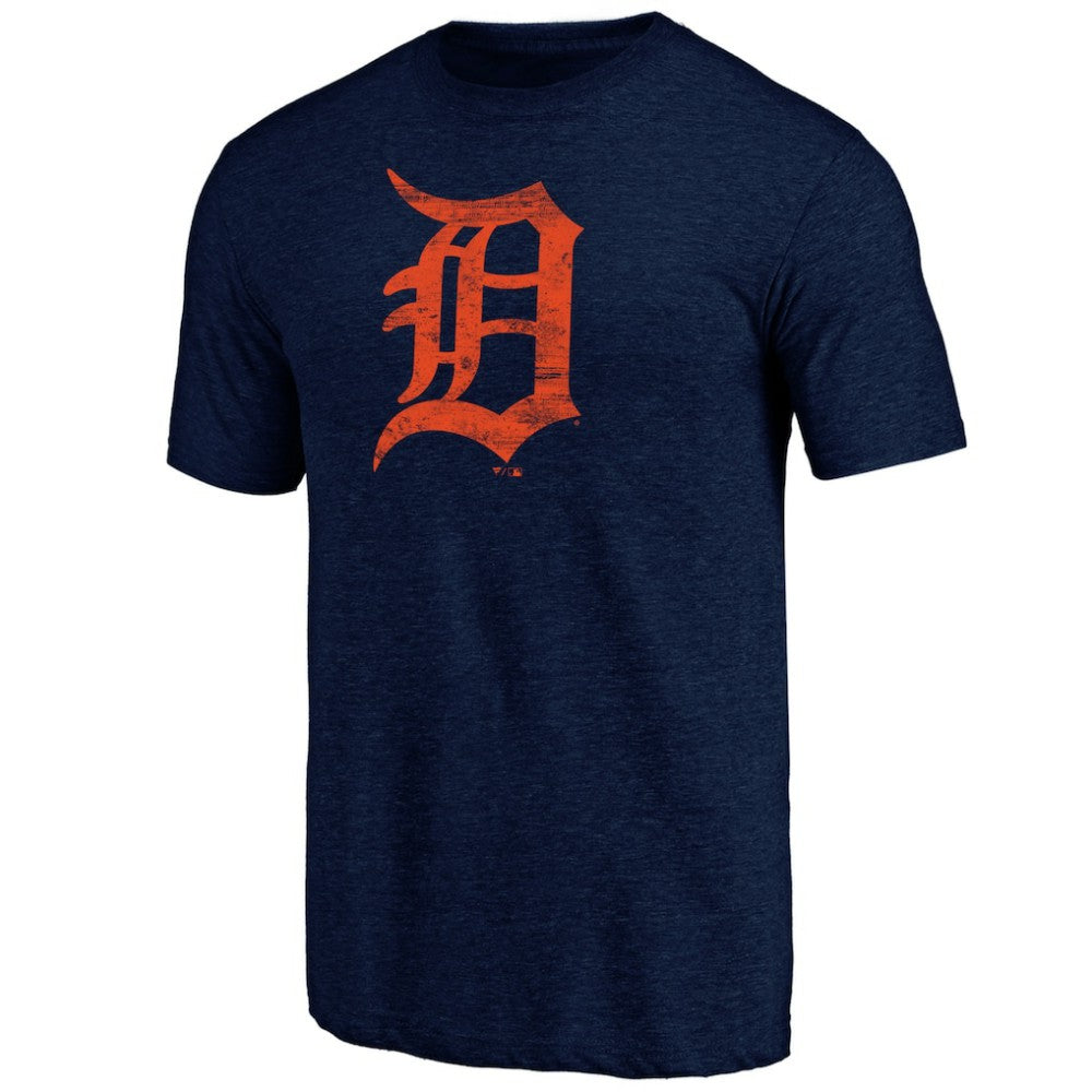 Detroit Tigers Official Logo Tri-Blend T-Shirt - Heather Navy - MLB Sale