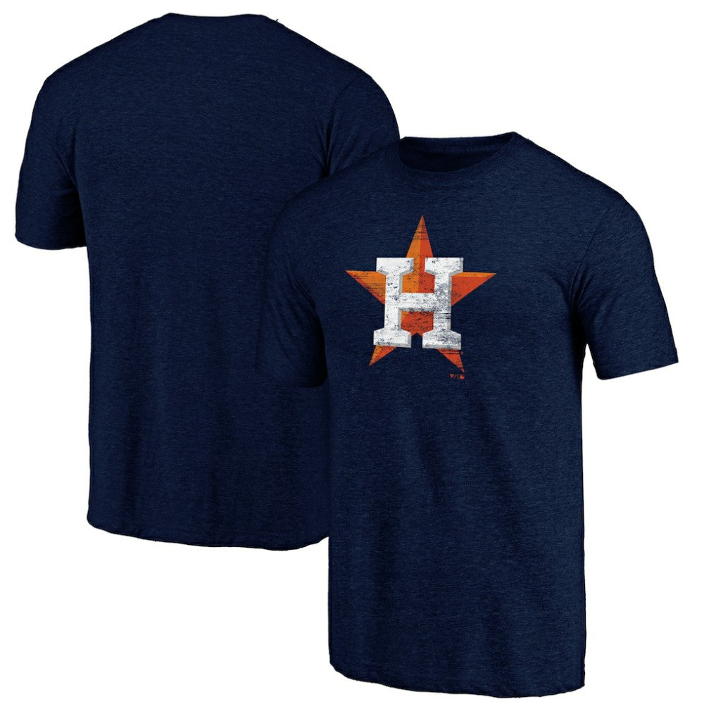 Houston Astros Official Logo Tri-Blend T-Shirt - Heather Navy - MLB Lifestyle