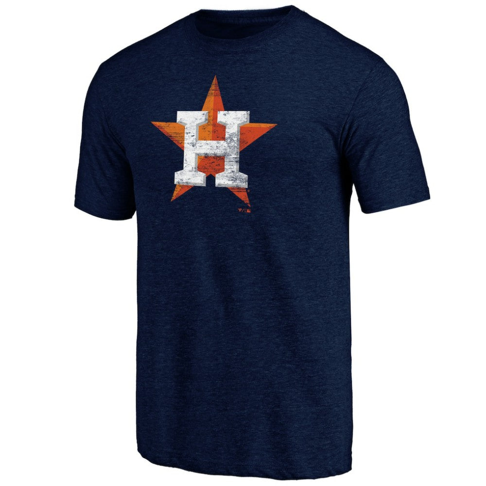 Houston Astros Official Logo Tri-Blend T-Shirt - Heather Navy - MLB Lifestyle