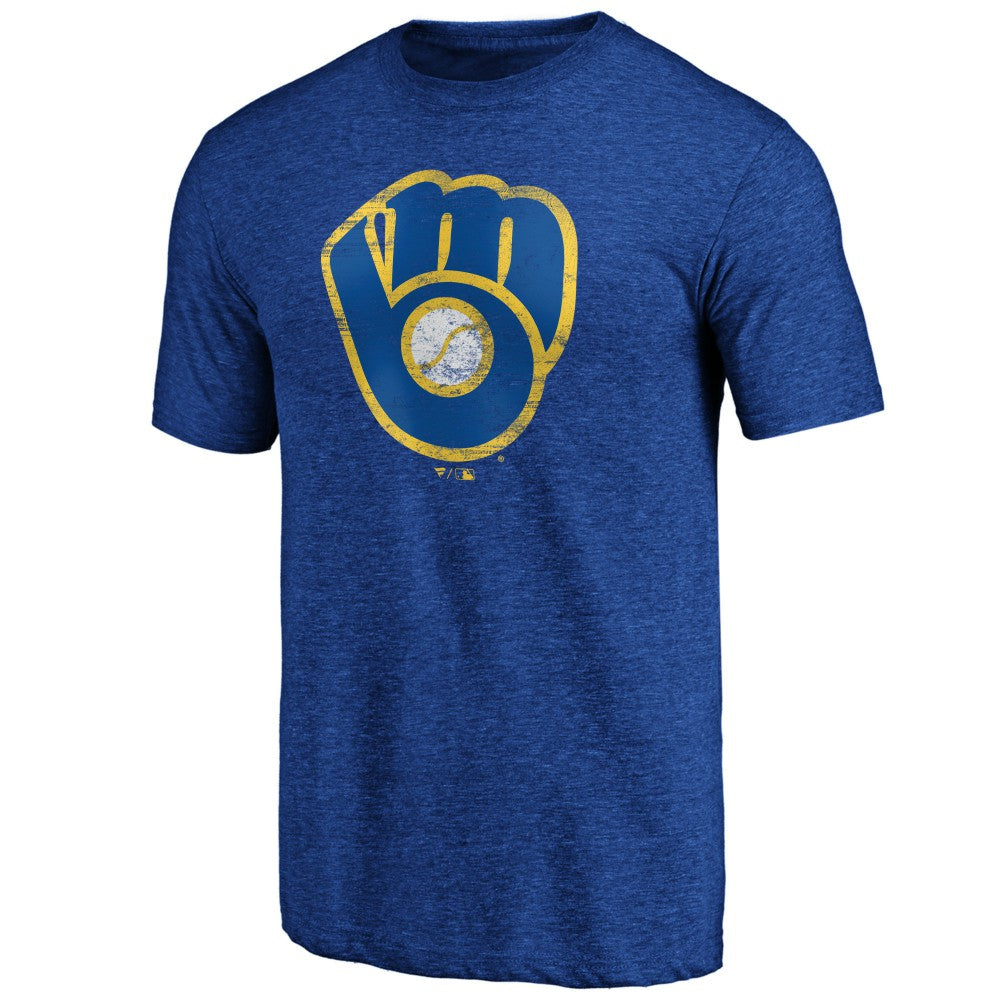 Milwaukee Brewers Official Logo Tri-Blend T-Shirt - Heather Royal - MLB Sale