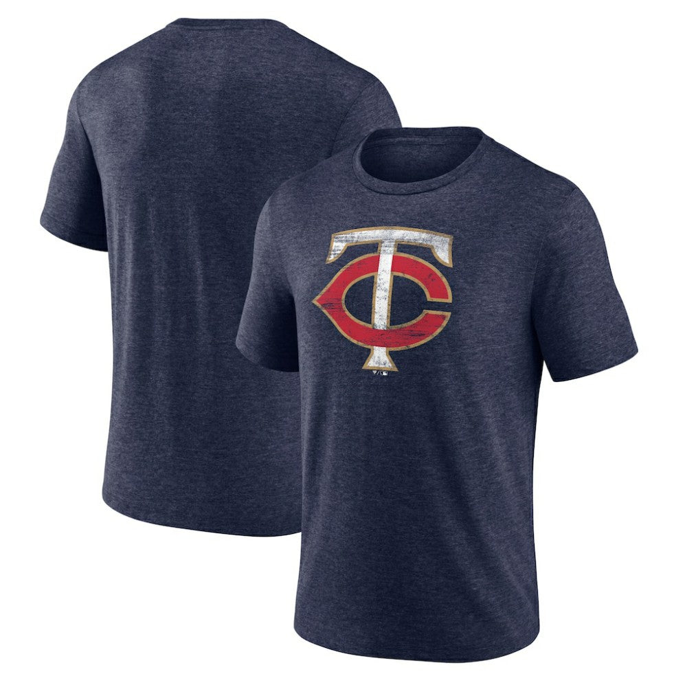 Minnesota Twins Official Logo Tri-Blend T-Shirt - Heather Navy - MLB Sale