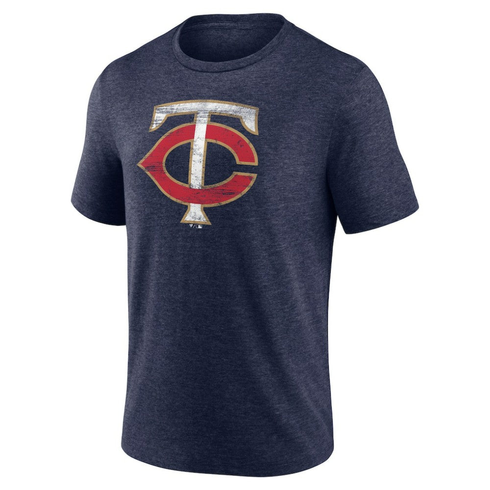 Minnesota Twins Official Logo Tri-Blend T-Shirt - Heather Navy - MLB Sale