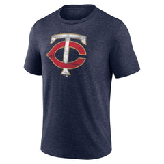 Minnesota Twins Official Logo Tri-Blend T-Shirt - Heather Navy - MLB Sale