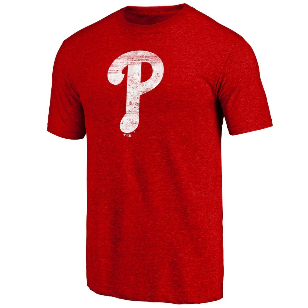 Philadelphia Phillies Official Logo Tri-Blend T-Shirt - Heather Red - MLB on Sale