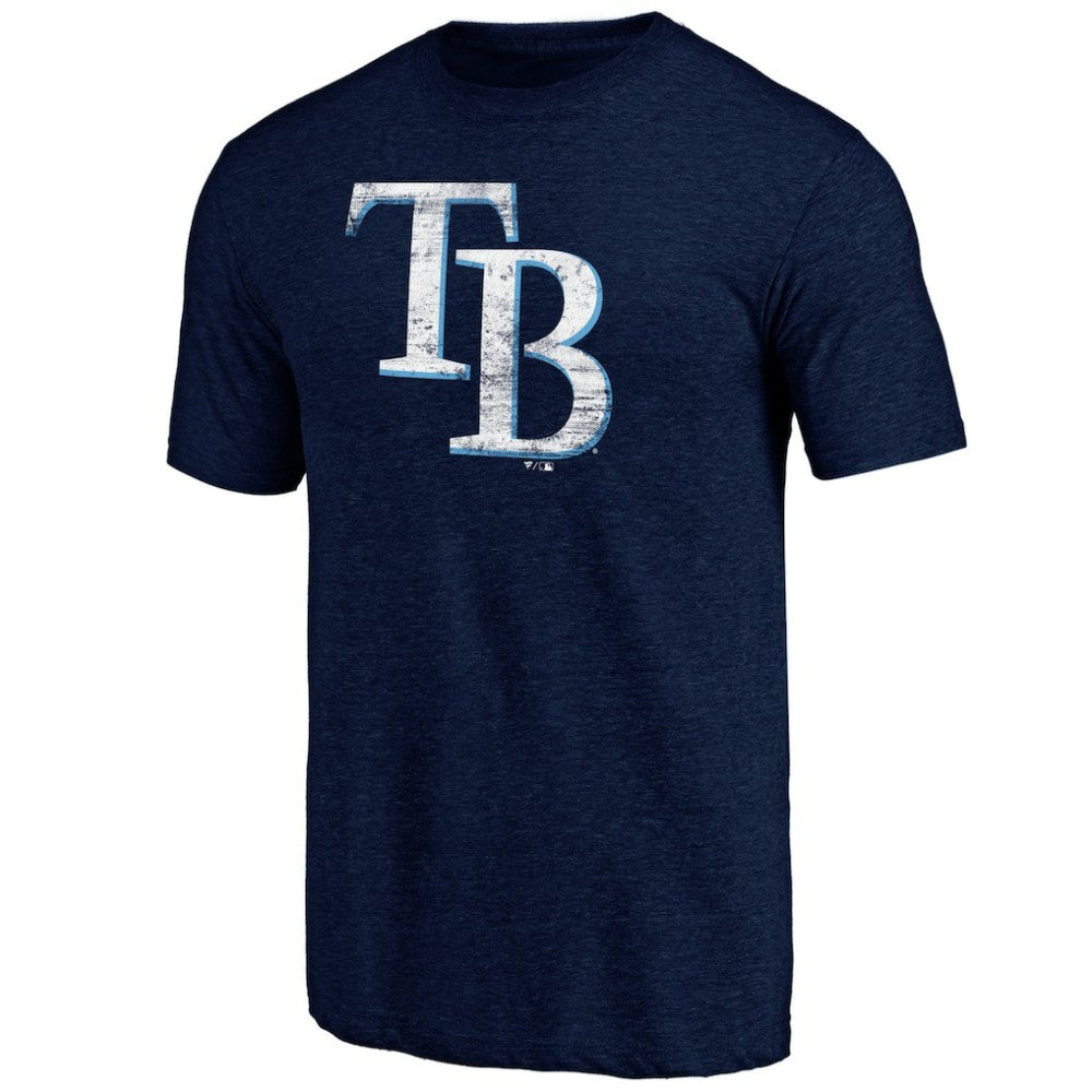 Tampa Bay Rays Official Logo Tri-Blend T-Shirt - Heather Navy - MLB Lifestyle