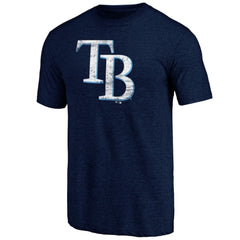 Tampa Bay Rays Official Logo Tri-Blend T-Shirt - Heather Navy - MLB Lifestyle