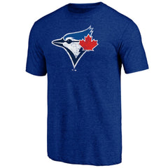 Toronto Blue Jays Official Logo Tri-Blend T-Shirt - Heather Royal - MLB Discount