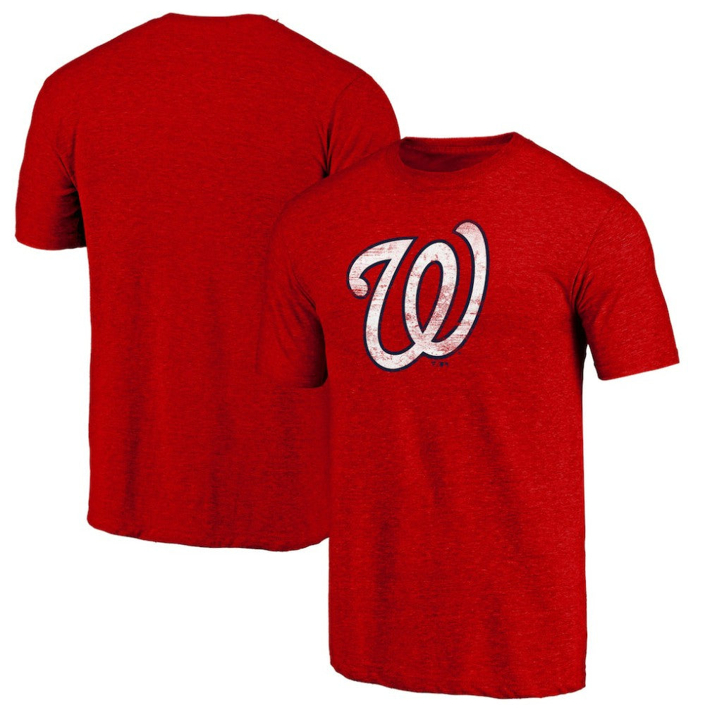 Washington Nationals Official Logo Tri-Blend T-Shirt - Heather Red - MLB Lifestyle