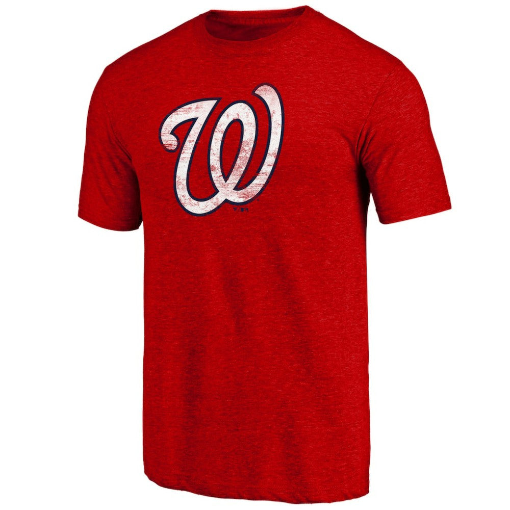 Washington Nationals Official Logo Tri-Blend T-Shirt - Heather Red - MLB Lifestyle