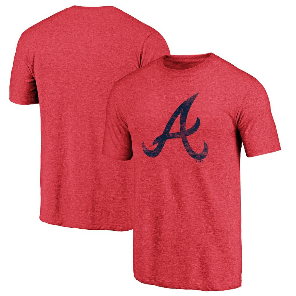 Atlanta Braves Official Logo Tri-Blend T-Shirt - Heather Red - MLB Sale