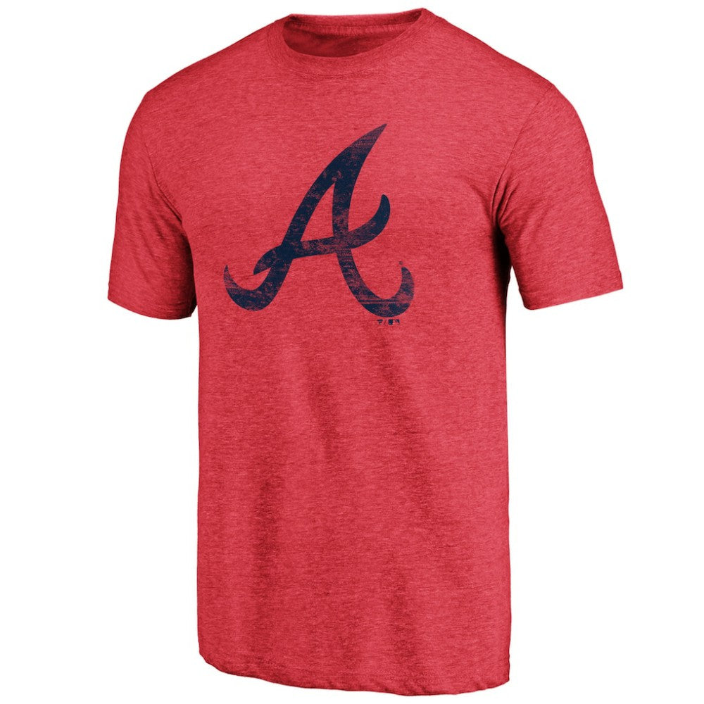Atlanta Braves Official Logo Tri-Blend T-Shirt - Heather Red - MLB Sale