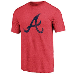Atlanta Braves Official Logo Tri-Blend T-Shirt - Heather Red - MLB Sale