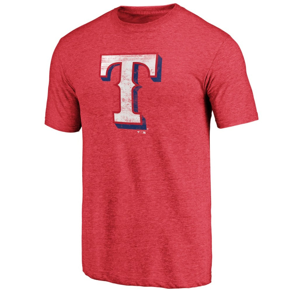 Texas Rangers Official Logo Tri-Blend T-Shirt - Heather Red - MLB Lifestyle