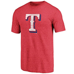 Texas Rangers Official Logo Tri-Blend T-Shirt - Heather Red - MLB Lifestyle