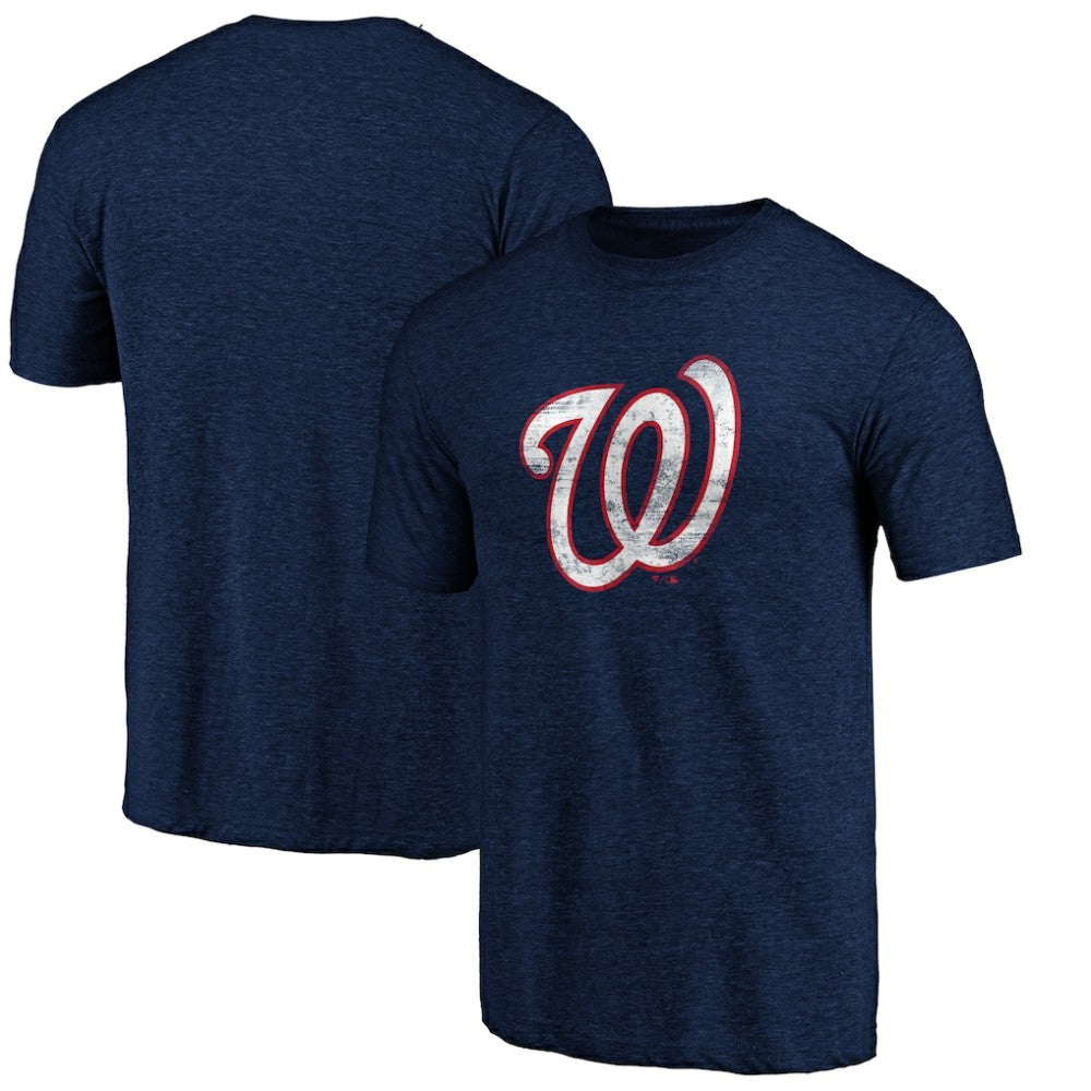 Washington Nationals Official Logo Tri-Blend T-Shirt - Heather Navy - MLB on Sale