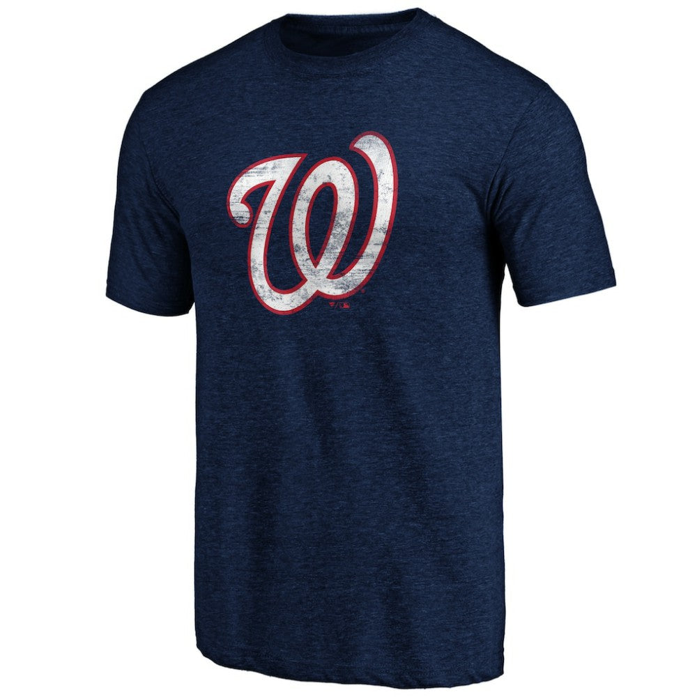 Washington Nationals Official Logo Tri-Blend T-Shirt - Heather Navy - MLB on Sale