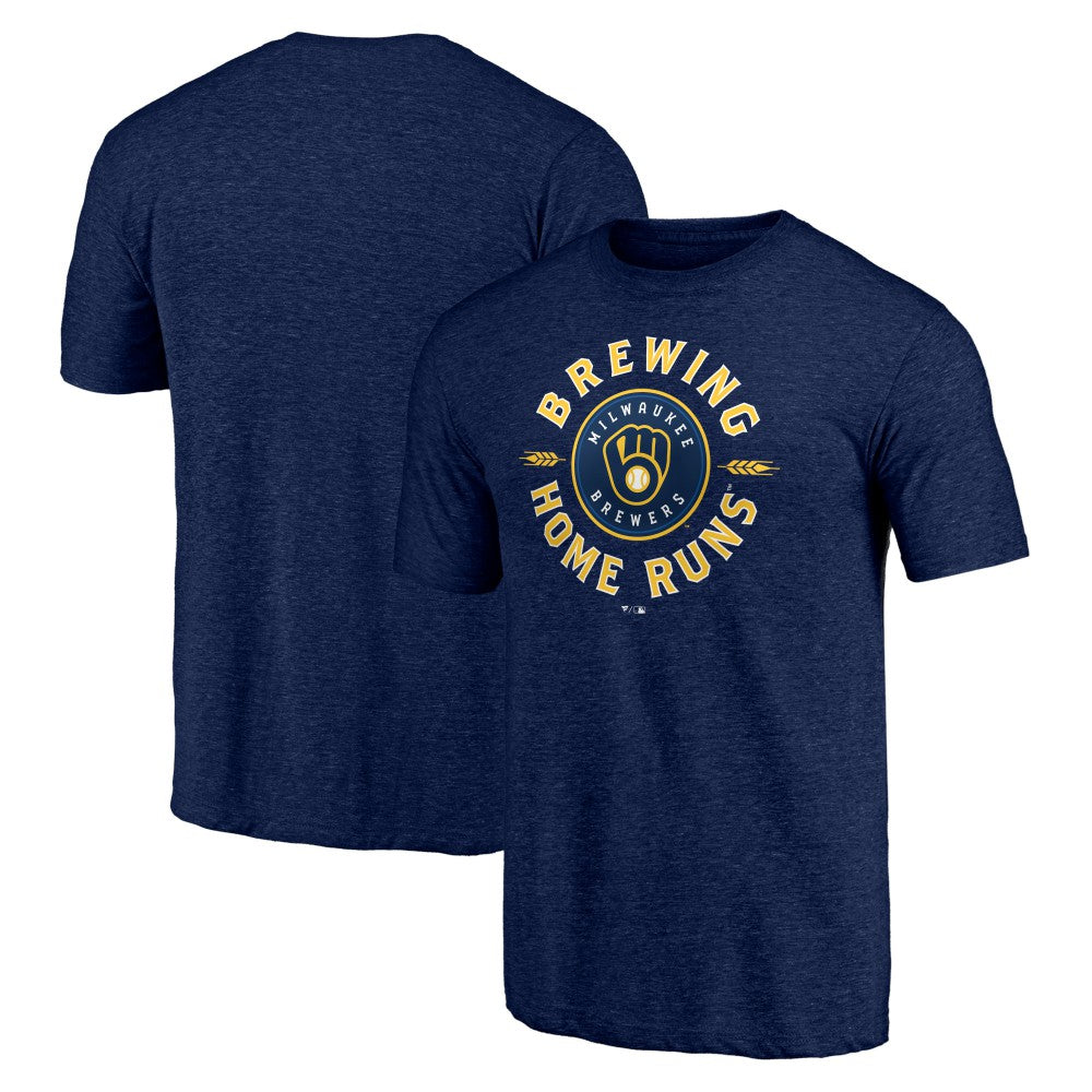 Milwaukee Brewers Hometown Collection Brewing Up Tri-Blend T-Shirt - Heather Navy - MLB Online