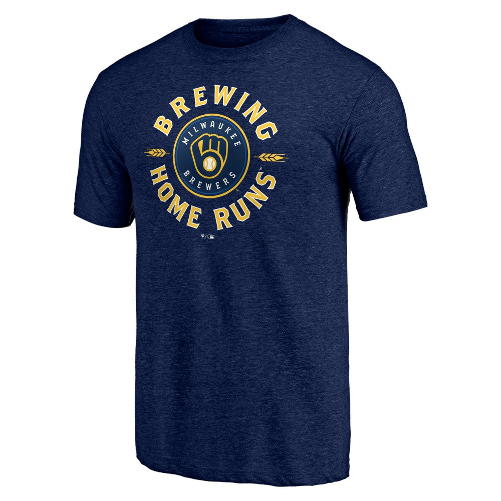 Milwaukee Brewers Hometown Collection Brewing Up Tri-Blend T-Shirt - Heather Navy - MLB Online