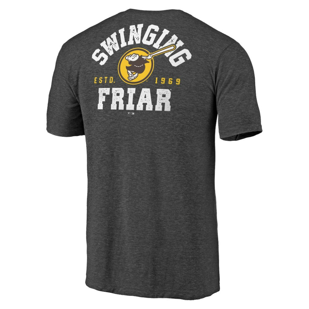 San Diego Padres Hometown Collection Swing Away Tri-Blend T-Shirt - Heather Charcoal - MLB on Sale