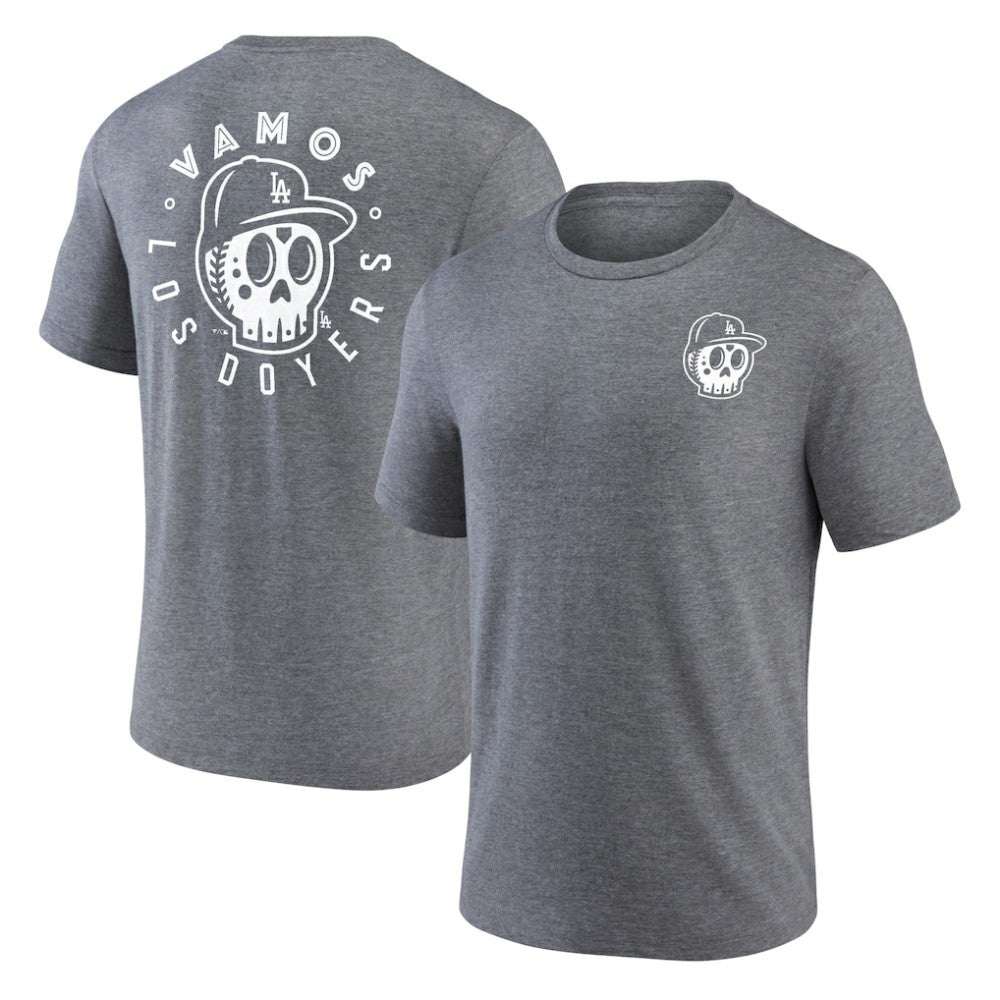 Los Angeles Dodgers Hometown Collection Sugar Skull Tri-Blend T-Shirt - Heather Gray - MLB Discount