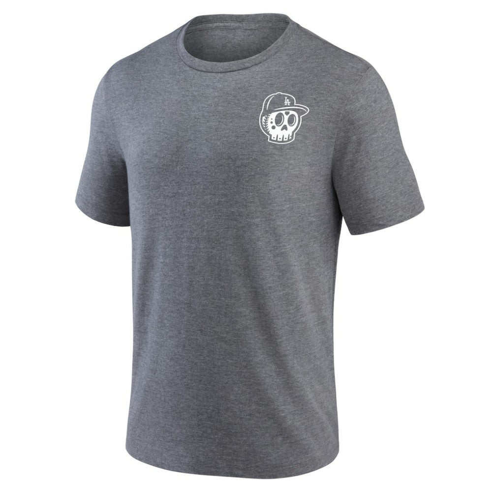Los Angeles Dodgers Hometown Collection Sugar Skull Tri-Blend T-Shirt - Heather Gray - MLB Discount