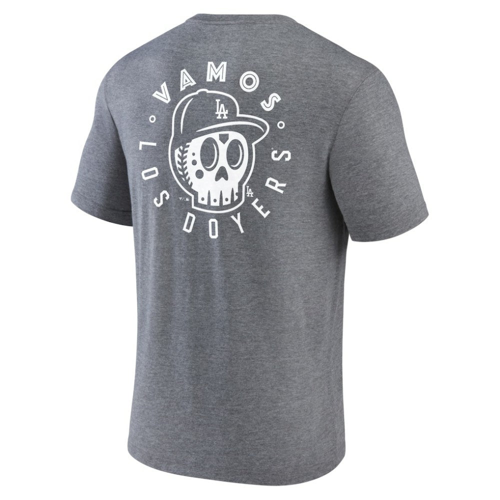 Los Angeles Dodgers Hometown Collection Sugar Skull Tri-Blend T-Shirt - Heather Gray - MLB Discount
